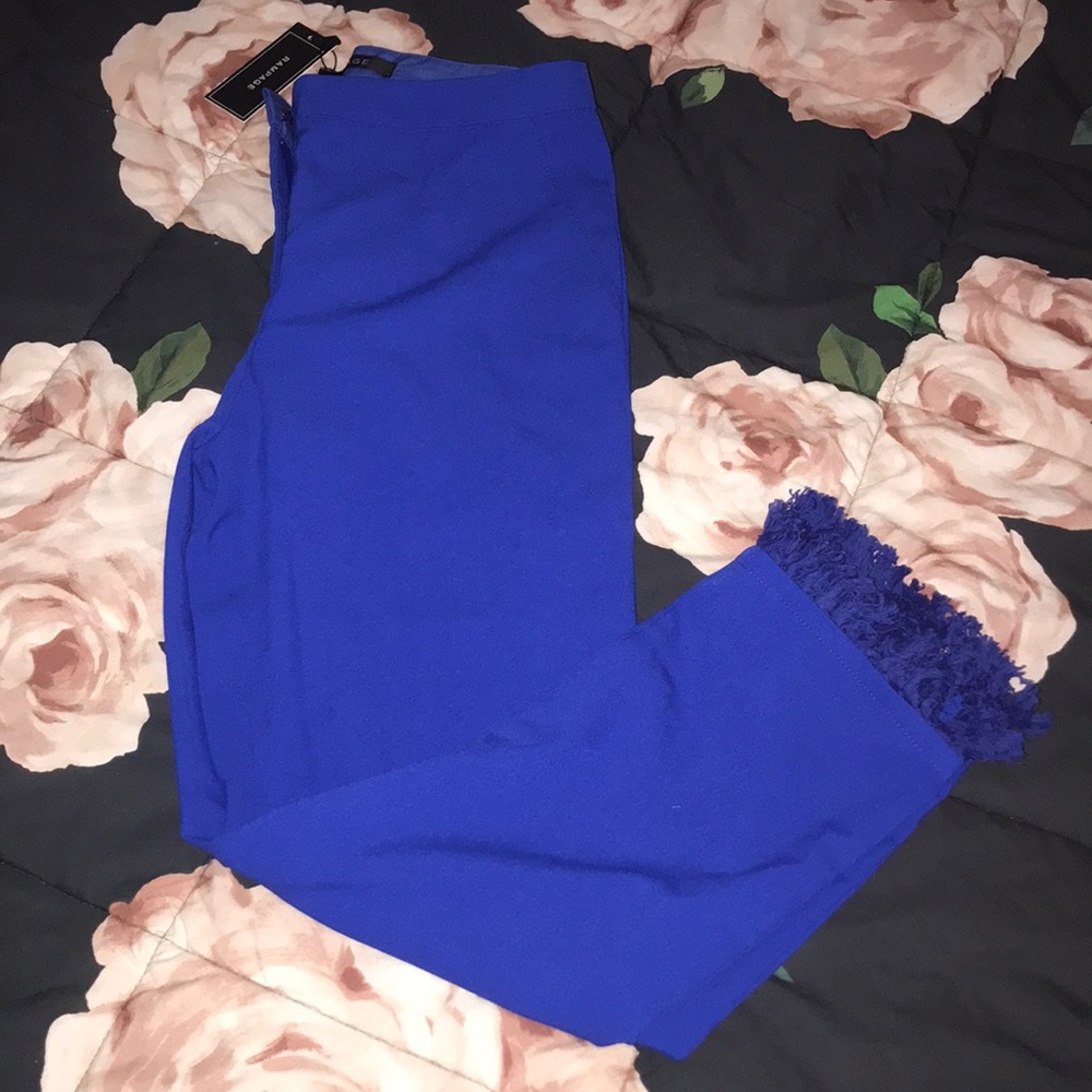 Royal Blue Slacks w/fringe bottom